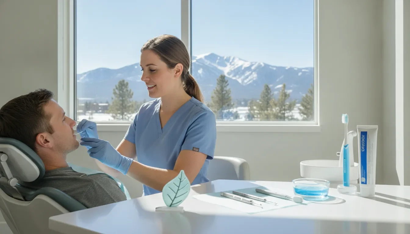 A dental checkup in a treatment room