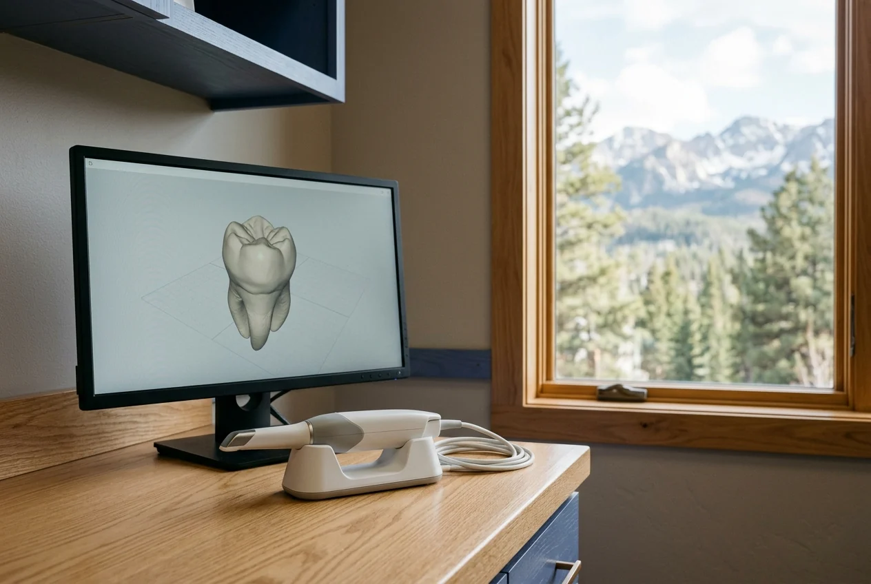 The intraoral scanner and design monitor